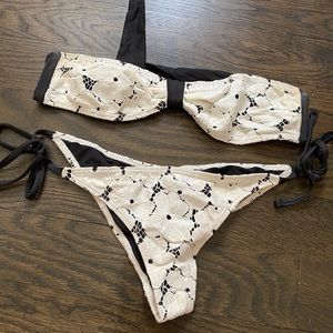 Zinke Strapless Bikini Set Lace Black White